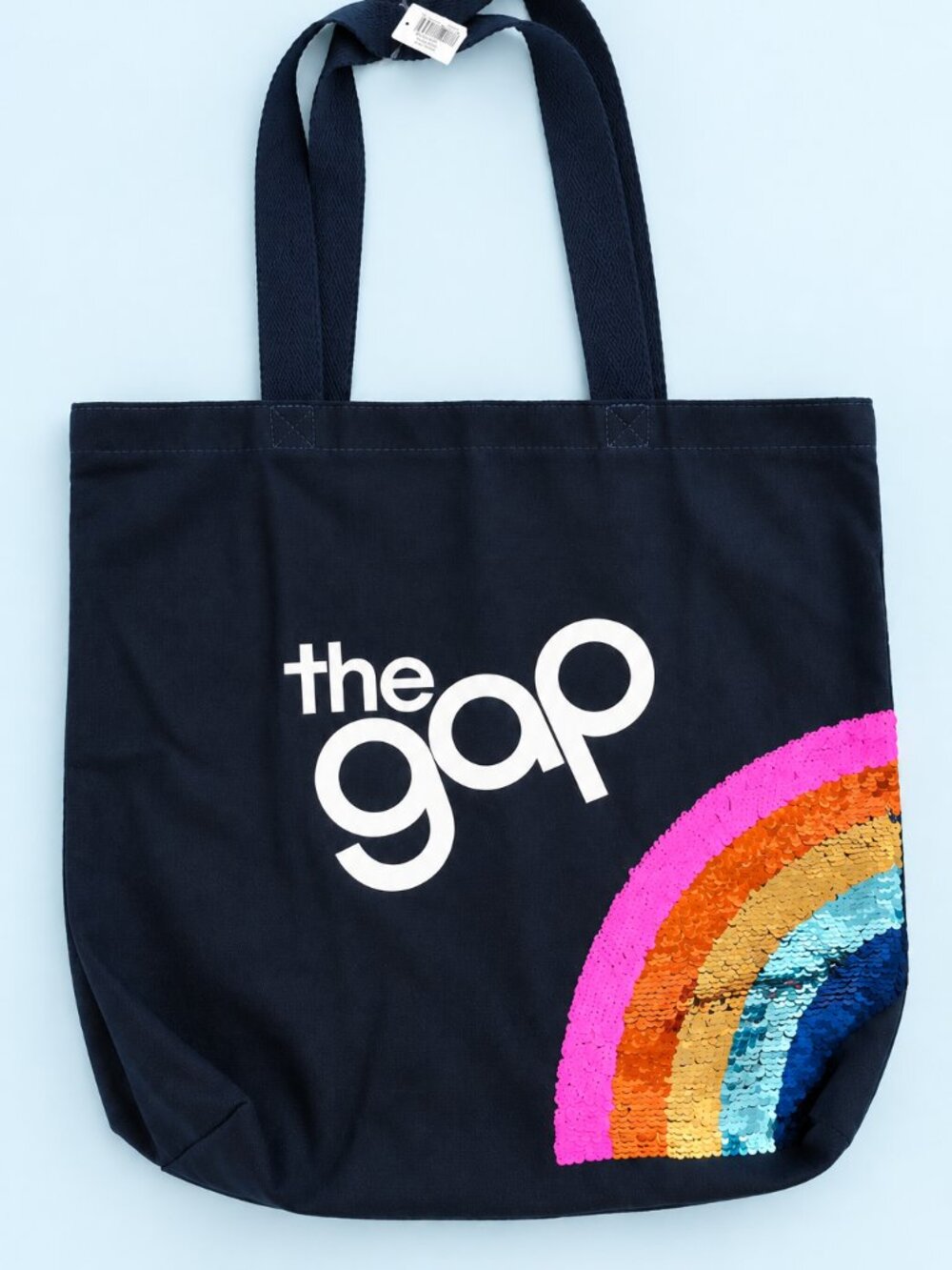 The Gap Kids Small Canvas Tote Rainbow Flippy Sequin Bag Whimsical Colorful NEW